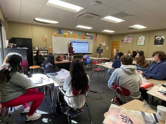 High School Business Recruitment presentation in classroom at Dalton High School